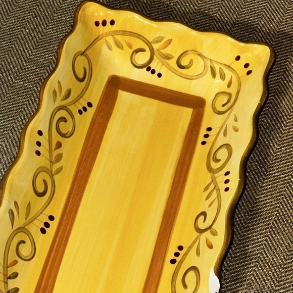 2 Italian Villa Pattern Rectangle Serving Dishes HomeTrends Yellow (2 matching) - Picture 11 of 16